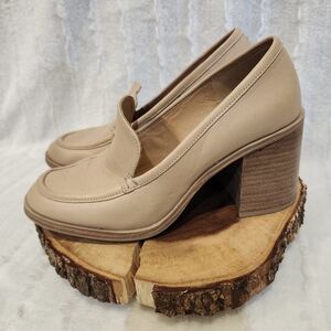 Crown Vintage Neutral Beige Block Heel Loafer